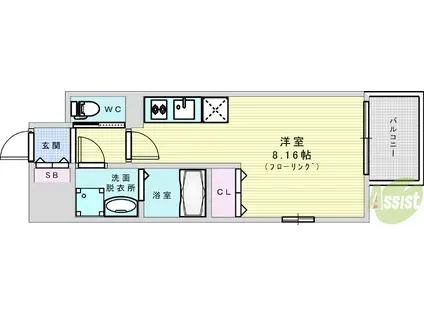 グランサンクゼロツー(ワンルーム/3階)の間取り写真