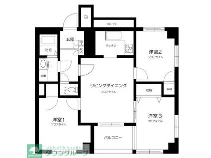 成加パラシオン(3LDK/7階)の間取り写真