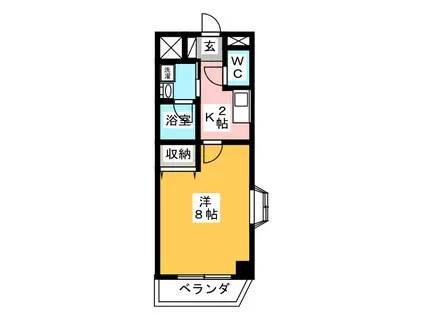 フェリーチェK(1K/3階)の間取り写真