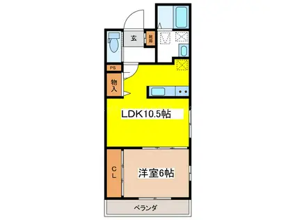 メゾンド新町(1LDK/1階)の間取り写真