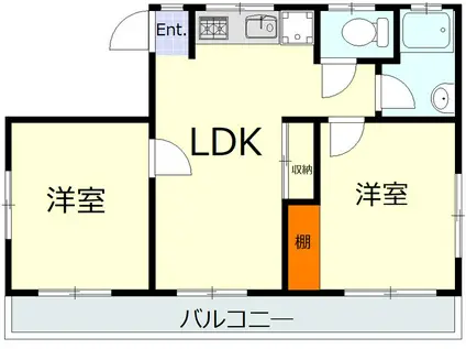 SKY HI三崎(2LDK/2階)の間取り写真