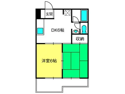 ロキシー・モンシャトー(2DK/1階)の間取り写真