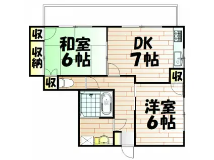 ガーデンハウス伊島町(2DK/1階)の間取り写真