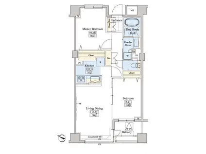 レジディアタワー上池袋パーク棟(2LDK/5階)の間取り写真
