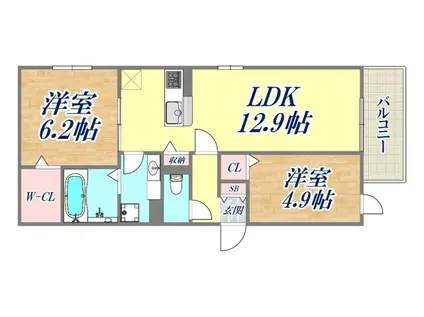 ブリランテ三川口町(2LDK/1階)の間取り写真