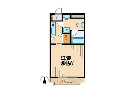 プリムヴェール聖蹟(1K/2階)の間取り写真