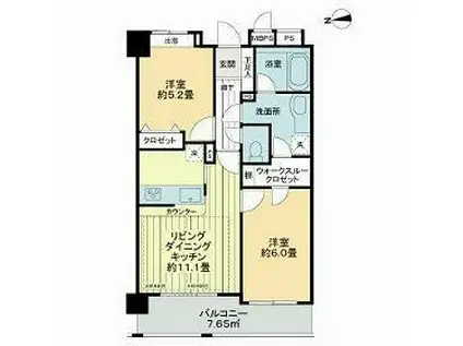 ライオンズマンション渋谷道玄坂(2LDK/11階)の間取り写真