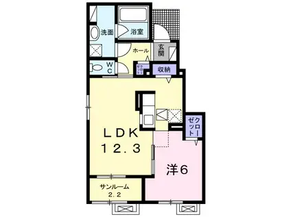 ロハス IV(1LDK/1階)の間取り写真