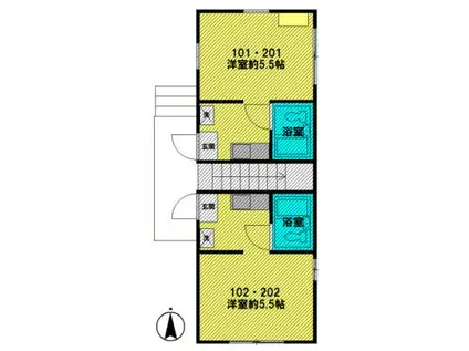 ホワイトキャビン高舟(ワンルーム/2階)の間取り写真