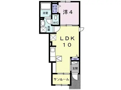 ネグリルI(1LDK/1階)の間取り写真