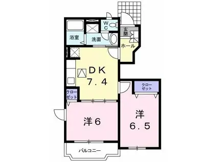 アール・ド・ヴィーヴルA(2DK/1階)の間取り写真
