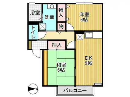 ブライダルハイツ戸出B(2DK/2階)の間取り写真