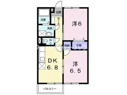 サンライズ1ラベンダー館(2DK/2階)の間取り写真