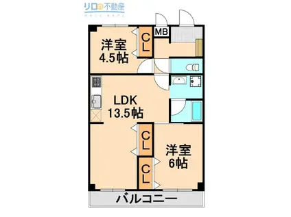 サンヴィラT・Y(2LDK/3階)の間取り写真