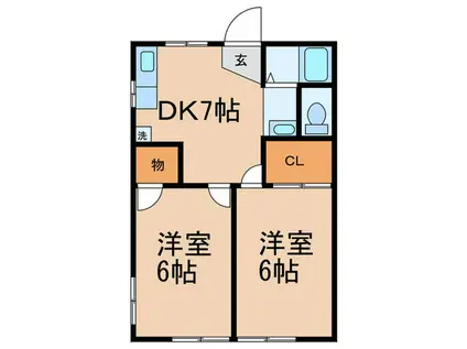 カーサスズキ(2DK/1階)の間取り写真