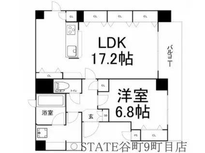 グランテージ国分町(1LDK/5階)の間取り写真