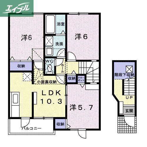 ウィスティリアA(3LDK/2階)の間取り写真