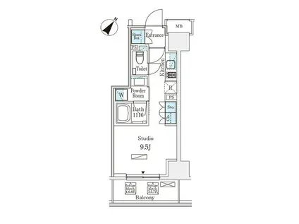 パークアクシス赤坂(ワンルーム/8階)の間取り写真