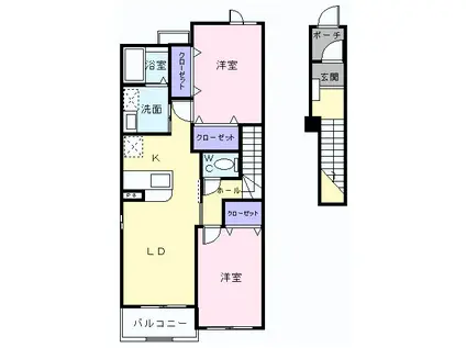 アミティーK(2LDK/2階)の間取り写真