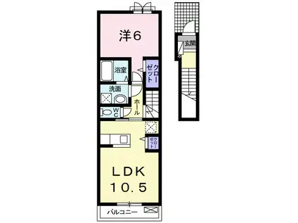 アーコンシェル B(1LDK/2階)の間取り写真