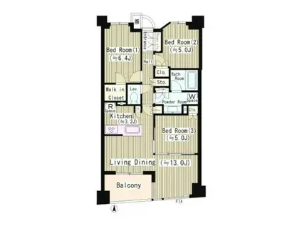 ジオ等々力(3LDK/1階)の間取り写真