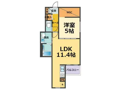 REGALEST武庫川III(1LDK/2階)の間取り写真