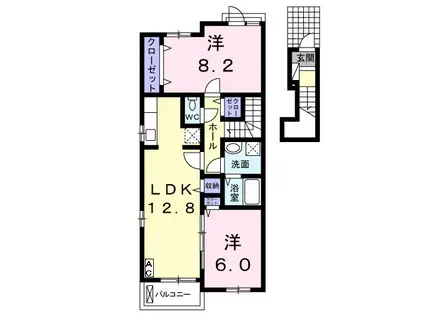 シャトー・ド・ラパン(2LDK/2階)の間取り写真