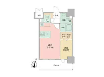 LOUIS RESIDENCE弁天町(1LDK/2階)の間取り写真