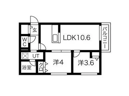 メニーズコート元町北(2LDK/2階)の間取り写真