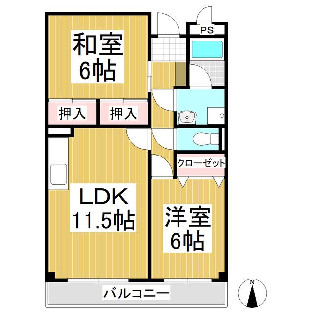 リンピアあっぷる(2LDK/2階)の間取り写真
