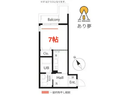 ハーミットクラブハウス横浜三ツ沢下町(ワンルーム/2階)の間取り写真