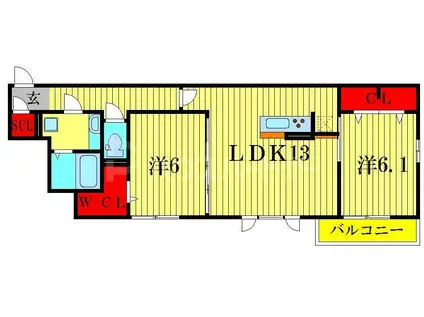 グラーティア(2LDK/1階)の間取り写真