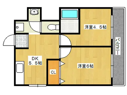ヴィラナリー出戸(2DK/2階)の間取り写真