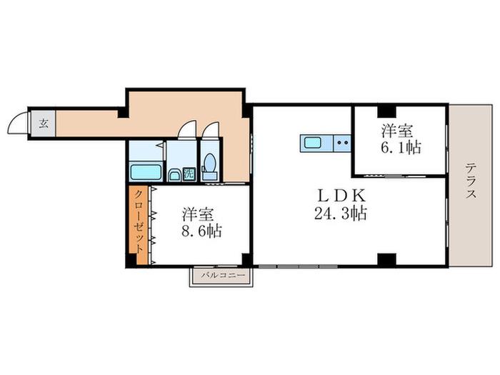 聖護院アパルトメント(2LDK/4階)の間取り写真
