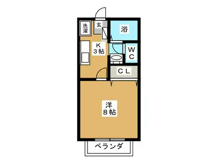 ウインズガーデン(1K/1階)の間取り写真