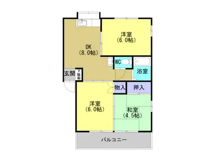 ウィングヒルズ(3DK/1階)の間取り写真