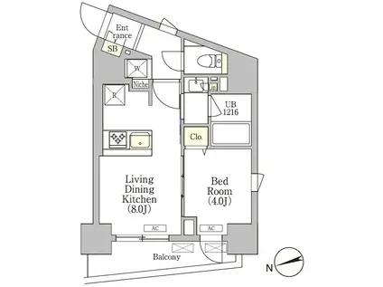 LA PERLA TAKANAWA(1LDK/10階)の間取り写真