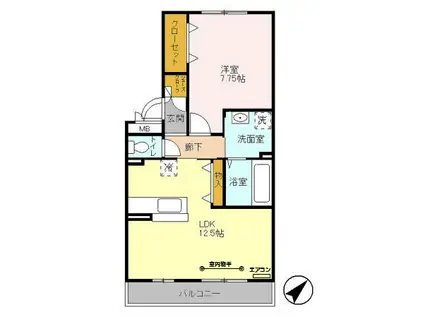 リビングタウン北越谷B(1LDK/3階)の間取り写真