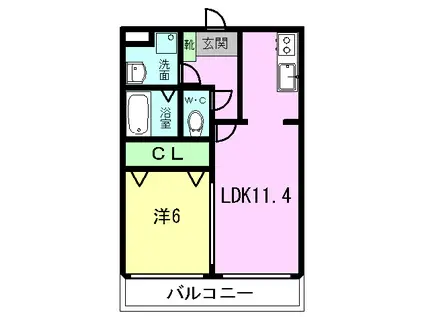 クリエイトマンション菊陽(1LDK/2階)の間取り写真