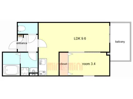 ジーメゾン神戸ヴェルデ(1LDK/1階)の間取り写真