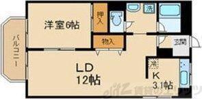 グリースシャトー桃山台(1LDK/4階)の間取り写真