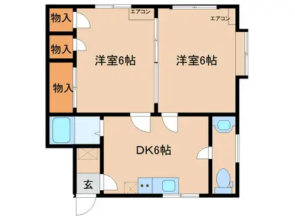 リバーサイドエバラ(2DK/2階)の間取り写真