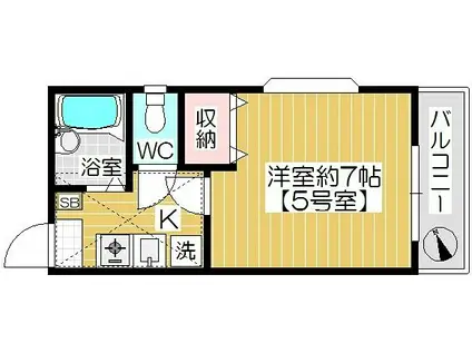 パレスバーディー(1K/1階)の間取り写真