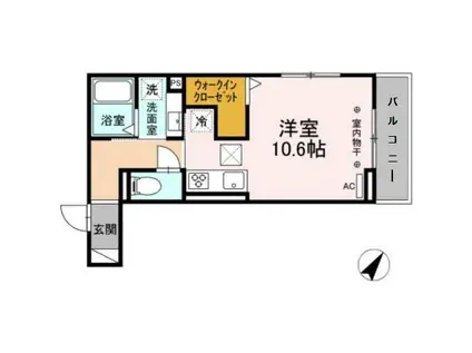 モンステラ105(ワンルーム/1階)の間取り写真