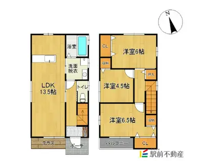 フローラH・M(3LDK/1階)の間取り写真