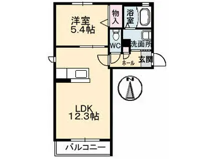 フローラルコート(1LDK/2階)の間取り写真