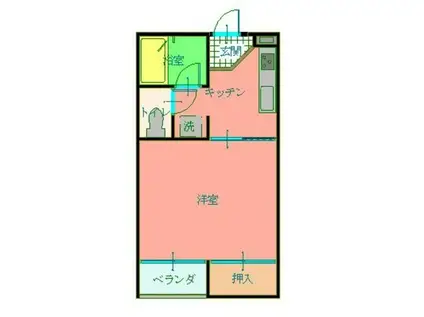 シーズン(1DK/2階)の間取り写真