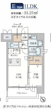 プランドール新北野(1LDK/6階)の間取り写真