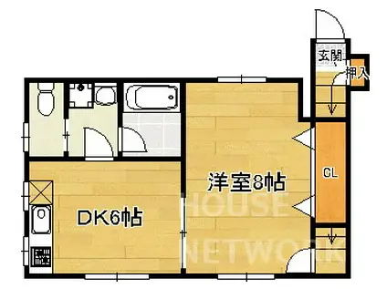 歓峯ハイツ(1DK/2階)の間取り写真