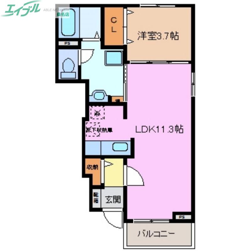 レジデンス カメリア(1LDK/1階)の間取り写真